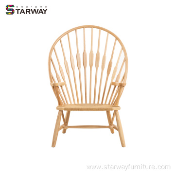 Solid Wood Chair Peacock Rattan Wicker Chair